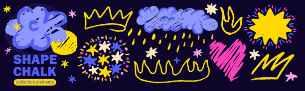 铅笔图标纹理和蜡笔星星背景，带有涂鸦线条。图片下载