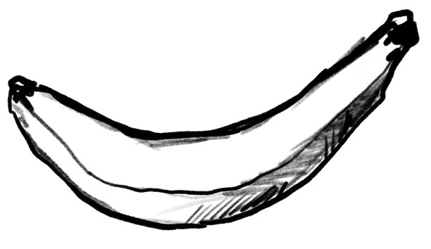 香蕉手绘插画，黑色铅笔，透明PNG，人工绘制，非AI生成图片下载