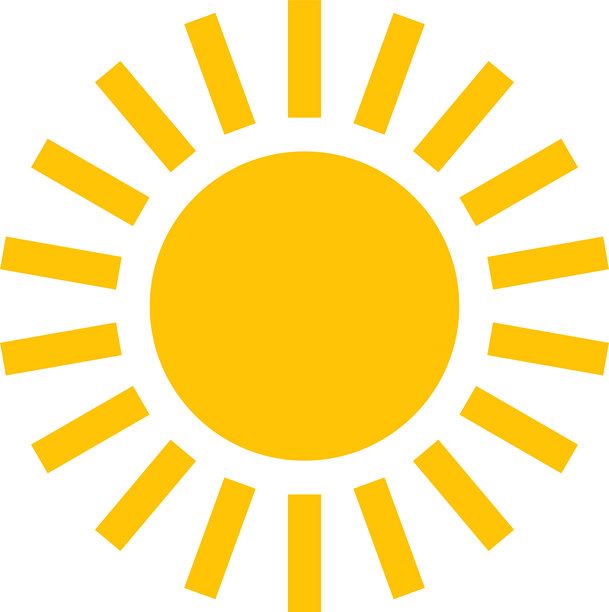 黄色太阳图标。闪耀的光线。夏季符号合集。矢量图，孤立在白色背景上。图片下载