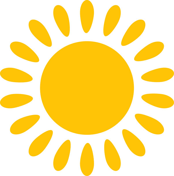 黄色太阳图标。闪耀的光线。夏季符号集。矢量图，孤立在白色背景上。图片下载