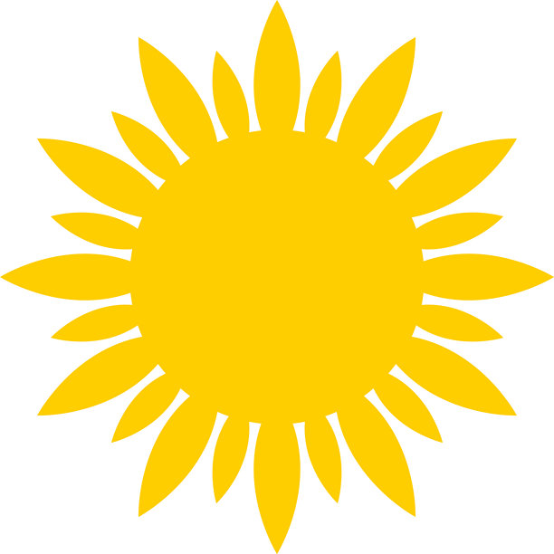 黄色太阳图标。闪耀的光线。夏季符号集合。矢量图，孤立在白色背景上。图片下载