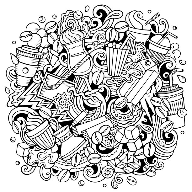 冷咖啡涂鸦卡通搞笑插画图片下载