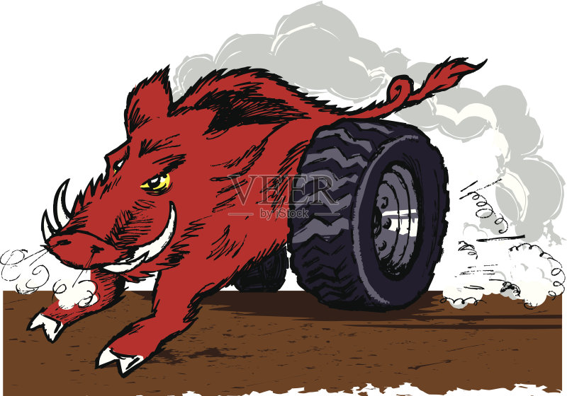 疯狂的赛车猪正版插画素材