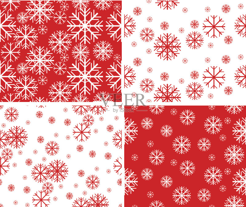无缝雪花图案集正版插画素材