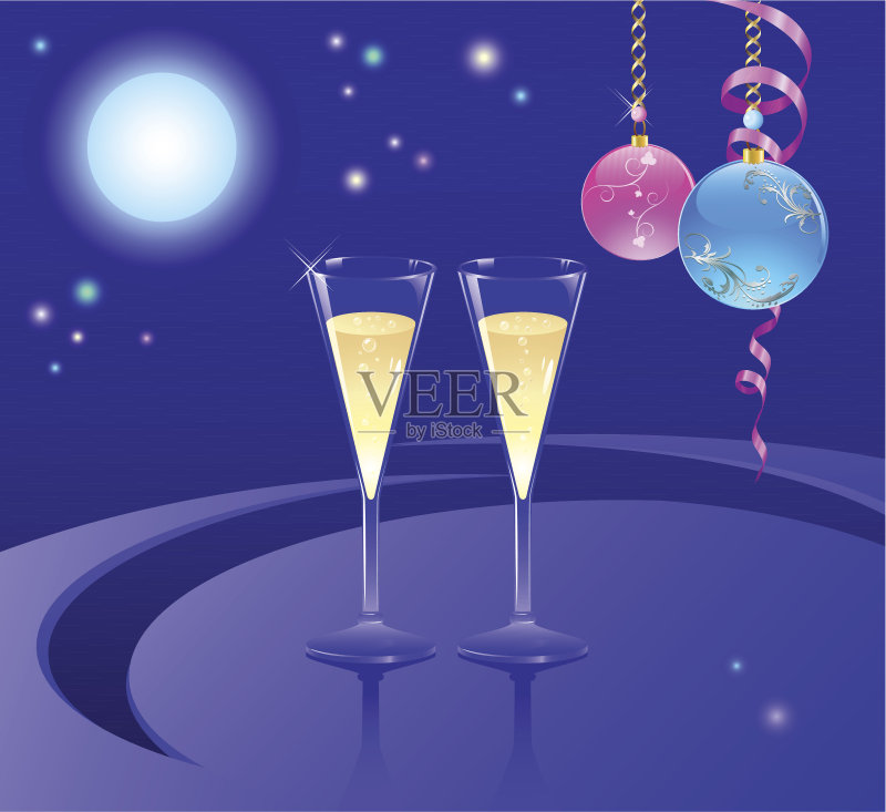 一杯香槟正版插画素材