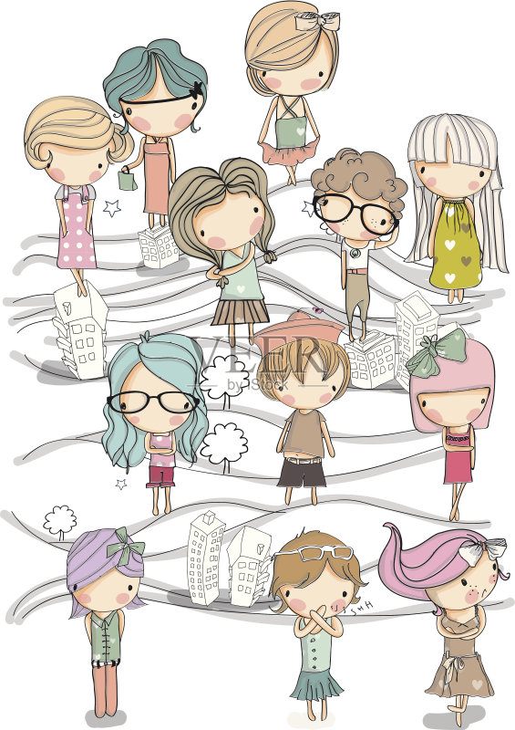 卡通儿童背景设置正版插画素材