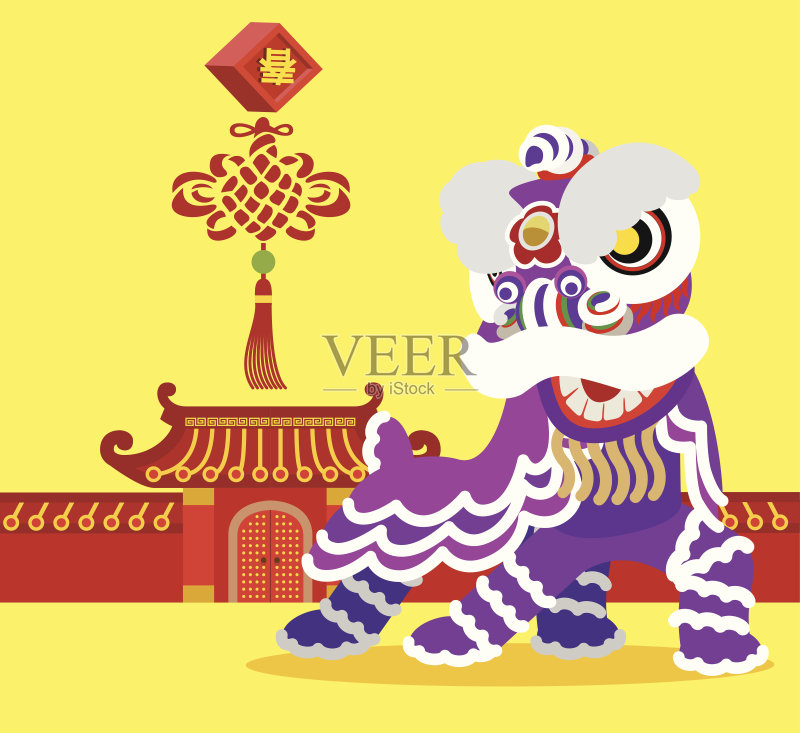 中国舞狮正版插画素材