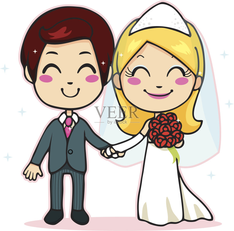 已婚夫妇牵手正版插画素材