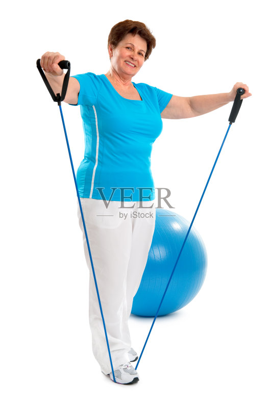 老年妇女做运动正版图片素材