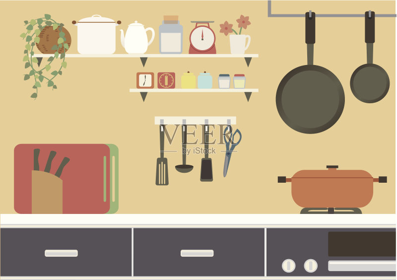卡通厨房正版插画素材