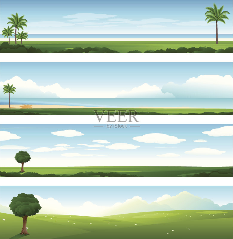 不同的自然景观正版插画素材