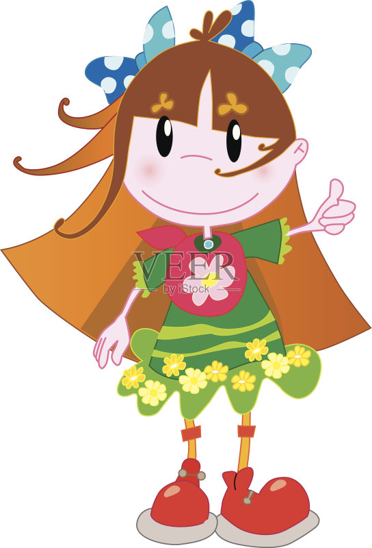 小女孩正版插画素材