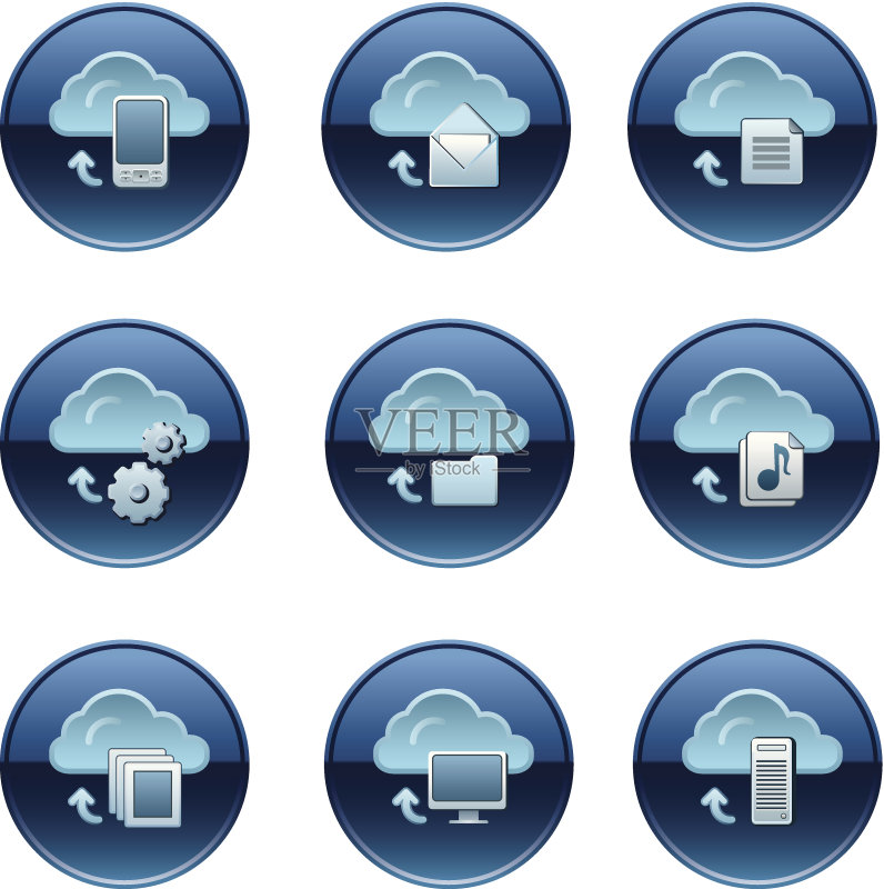 云服务按钮组正版插画素材