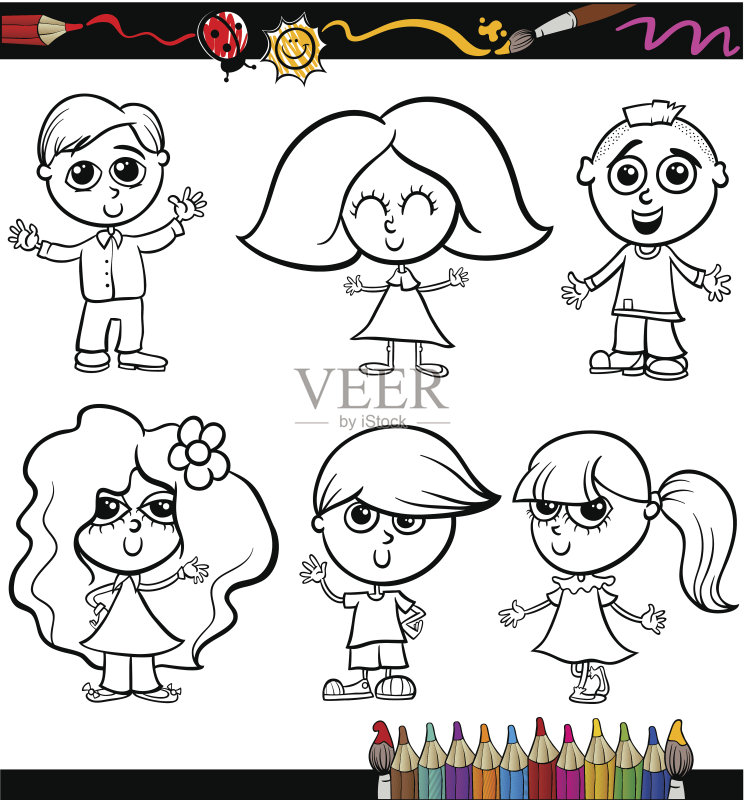 儿童卡通着色书正版插画素材