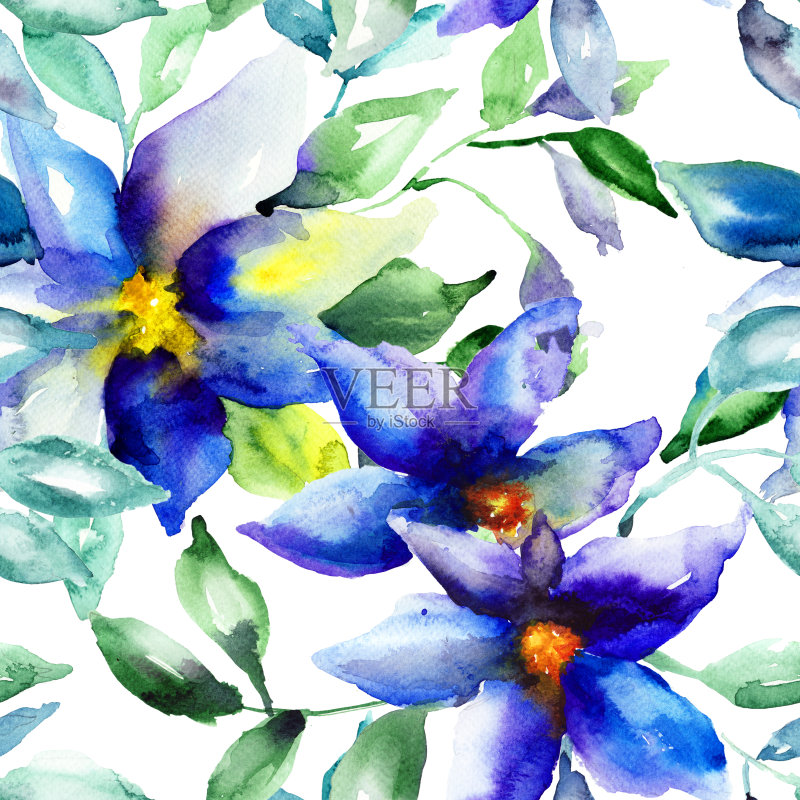 无缝墙纸与夏季花正版插画素材