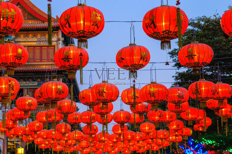 亚洲红色灯笼正版图片素材
