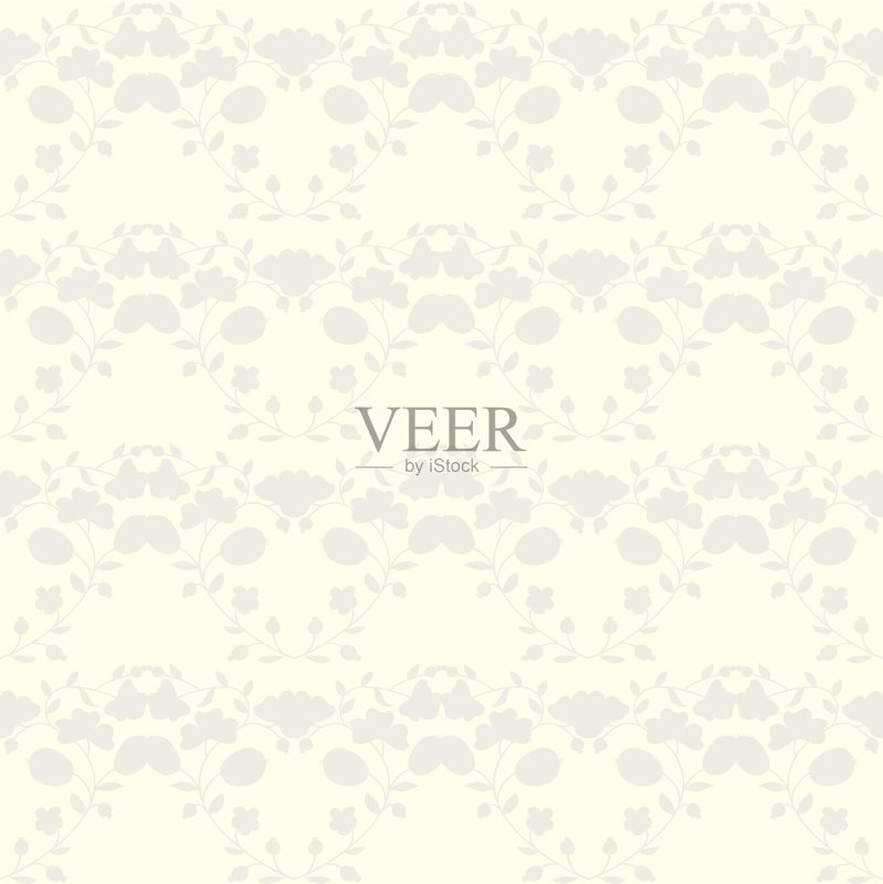 中性花背景。漩涡和曲线正版插画素材