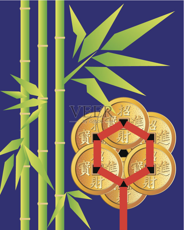 竹幸运币C正版插画素材