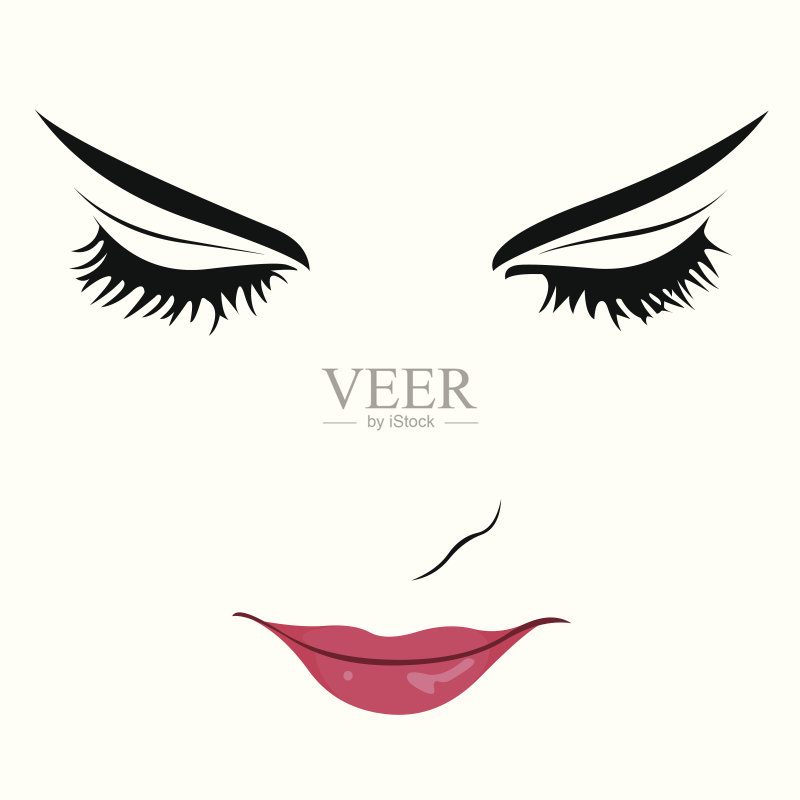 美丽的女人闭着眼睛的向量正版插画素材