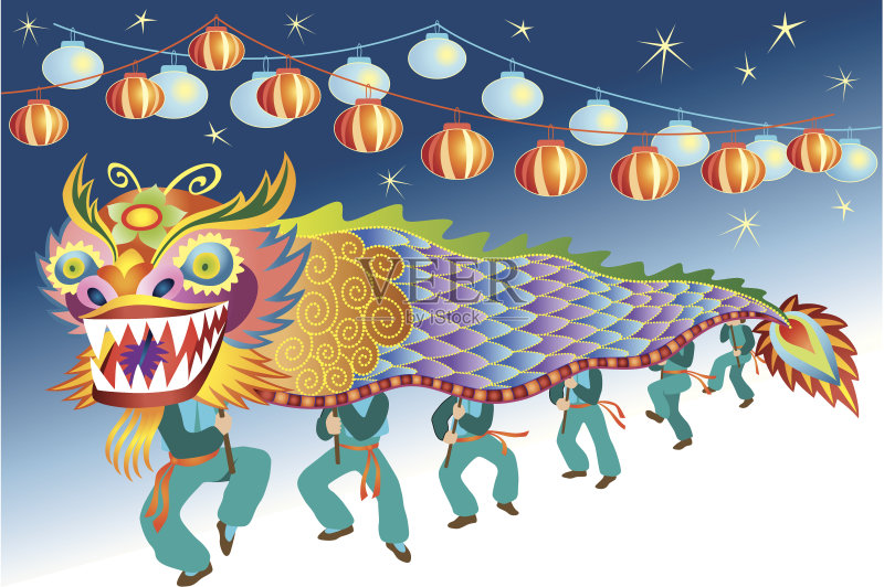 中国舞龙人C正版插画素材