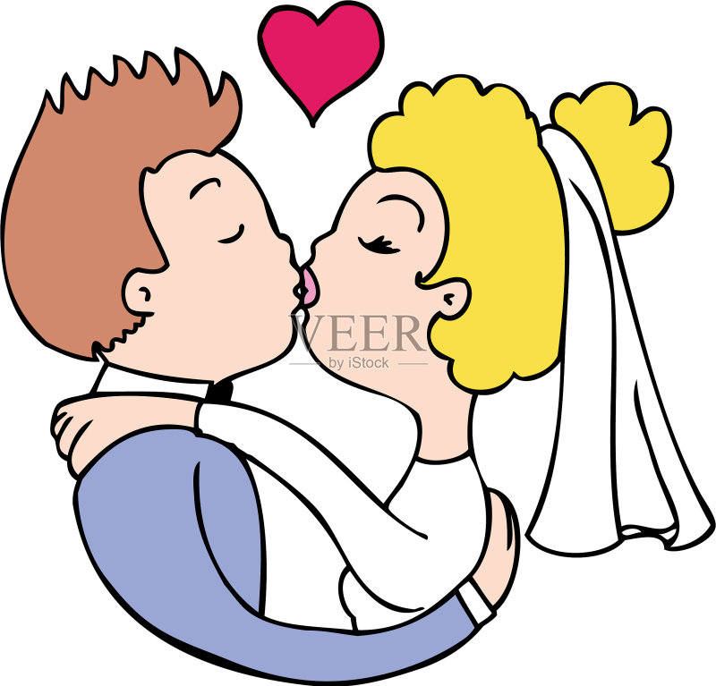 结婚的吻正版插画素材