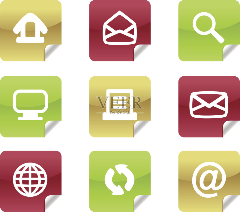 带有卷页效果的Web 2.0和博客图标图标素材