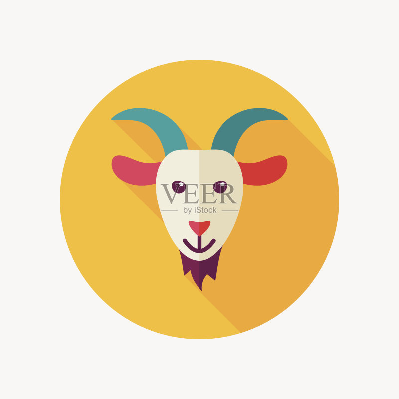 山羊平图标与长影子正版元素素材