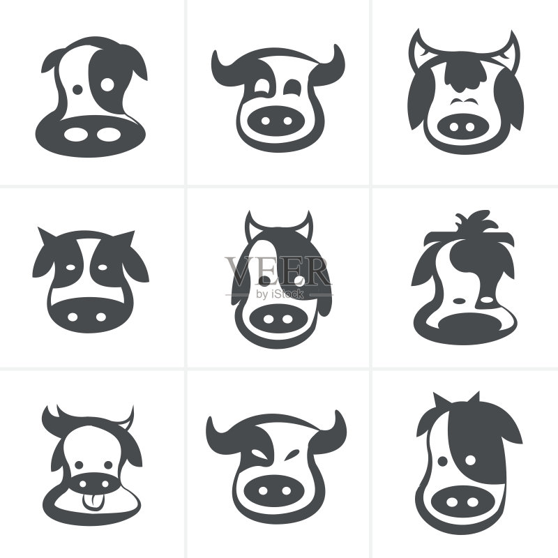 奶牛图案符号合集矢量图图标图标素材