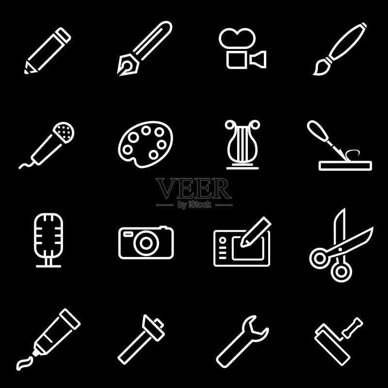 线性艺术工具图标集矢量图图标素材