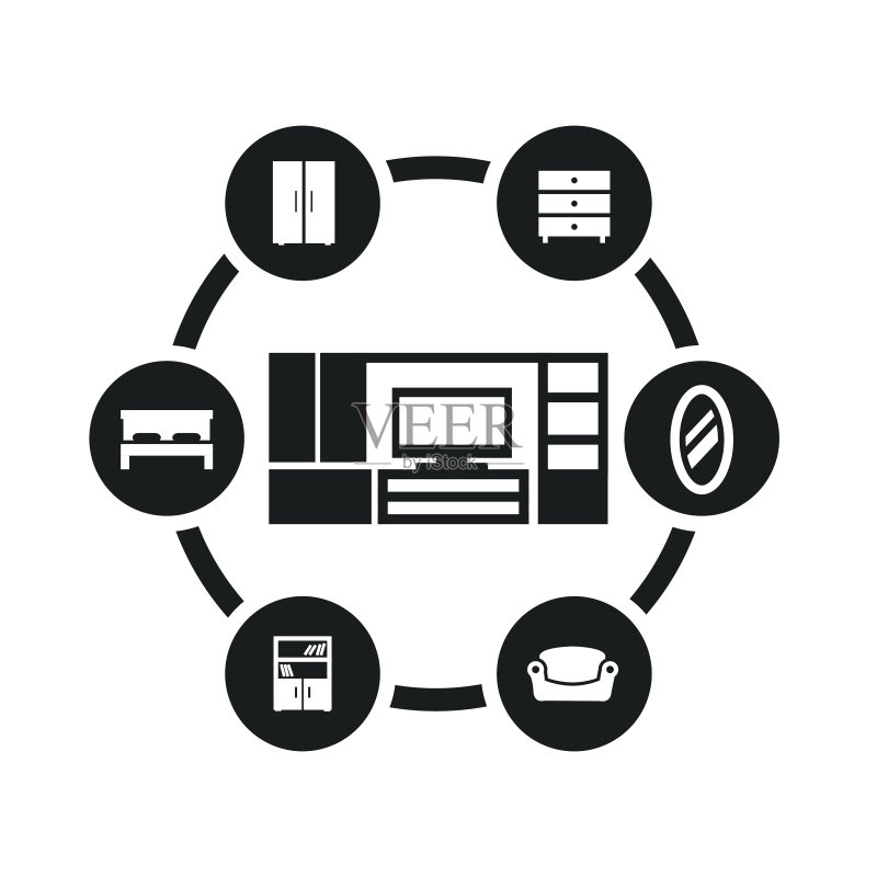 矢量黑色家具图标合集图标素材