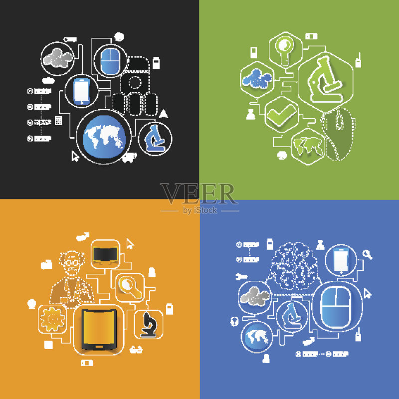 科技贴纸信息图图标素材