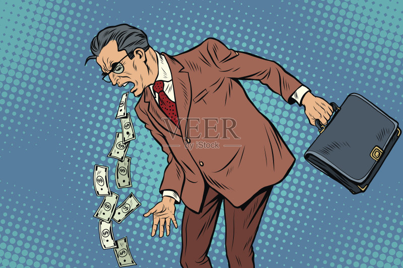 厌倦金钱的商人正版插画素材