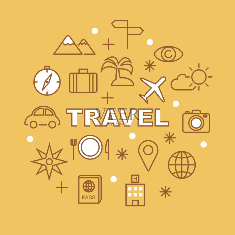 旅行简约轮廓图标图标素材