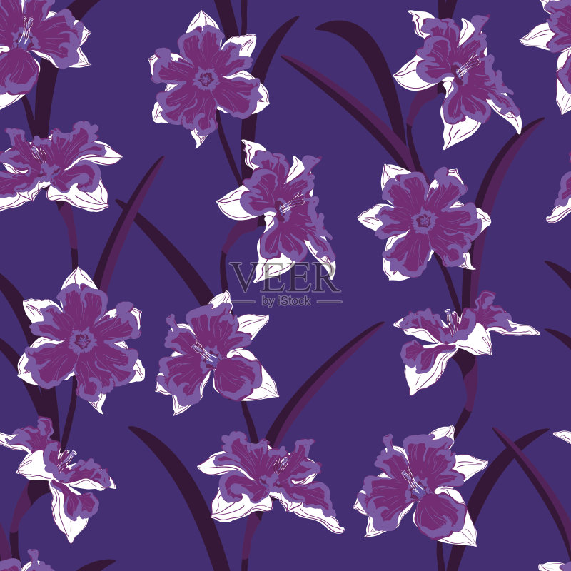 水仙无缝矢量图案正版插画素材