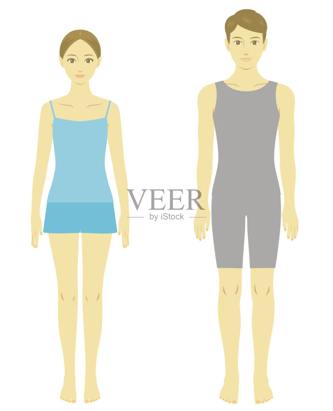 女人和男人的身体，模特正版插画素材