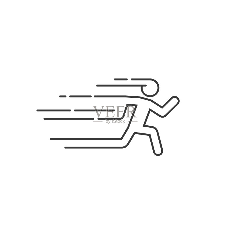 跑步人矢量插图运动模糊轨迹线抽象正版元素素材