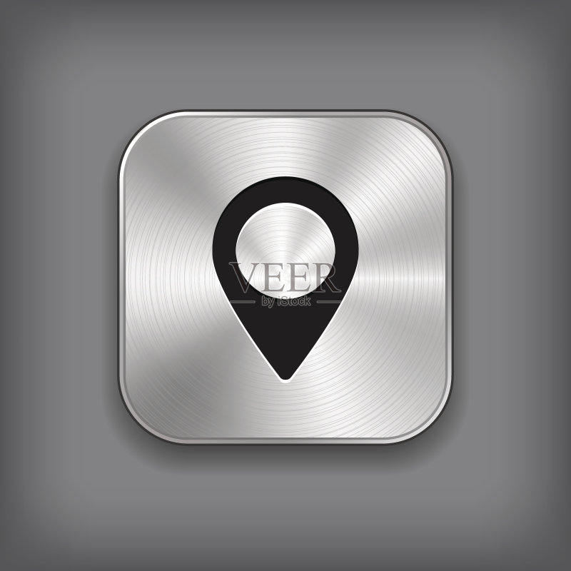 地图指针图标-矢量金属App按钮图标素材