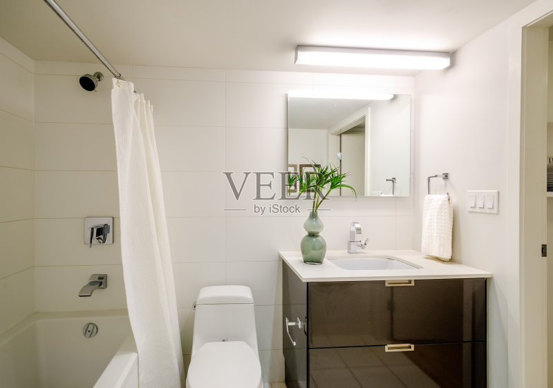 室内设计有宽敞优雅的浴室。正版图片素材