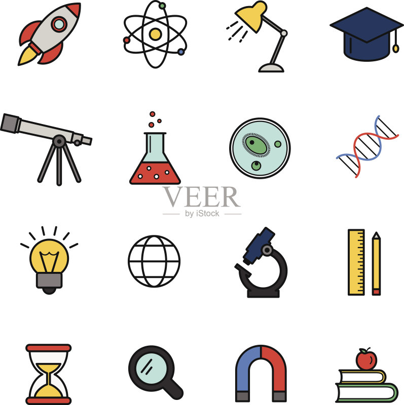 彩色轮廓风格科学图标矢量素材图标素材