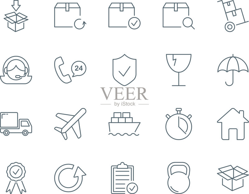 货运和物流矢量图标现代线条风格图标素材
