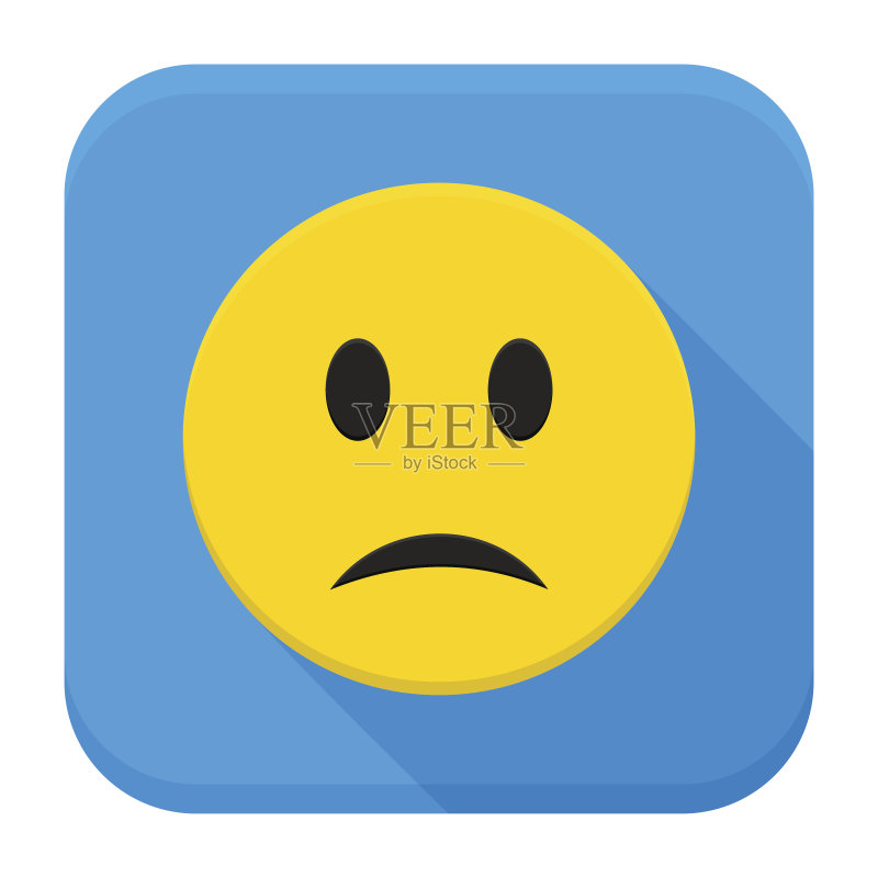 悲伤的黄色笑脸App图标图标素材