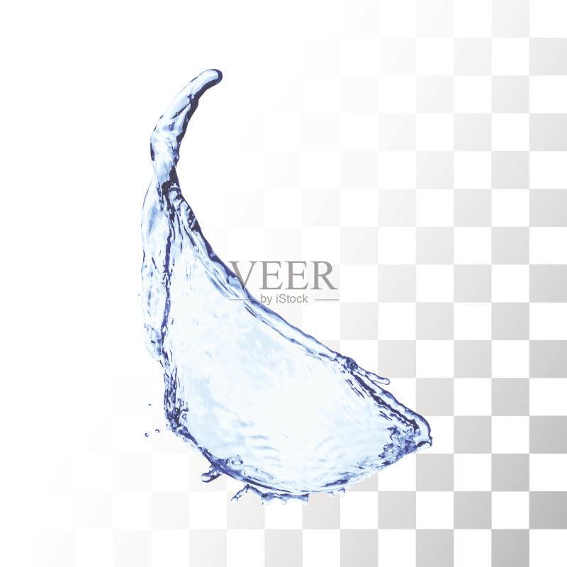 蓝色水花孤立在白色正版元素素材