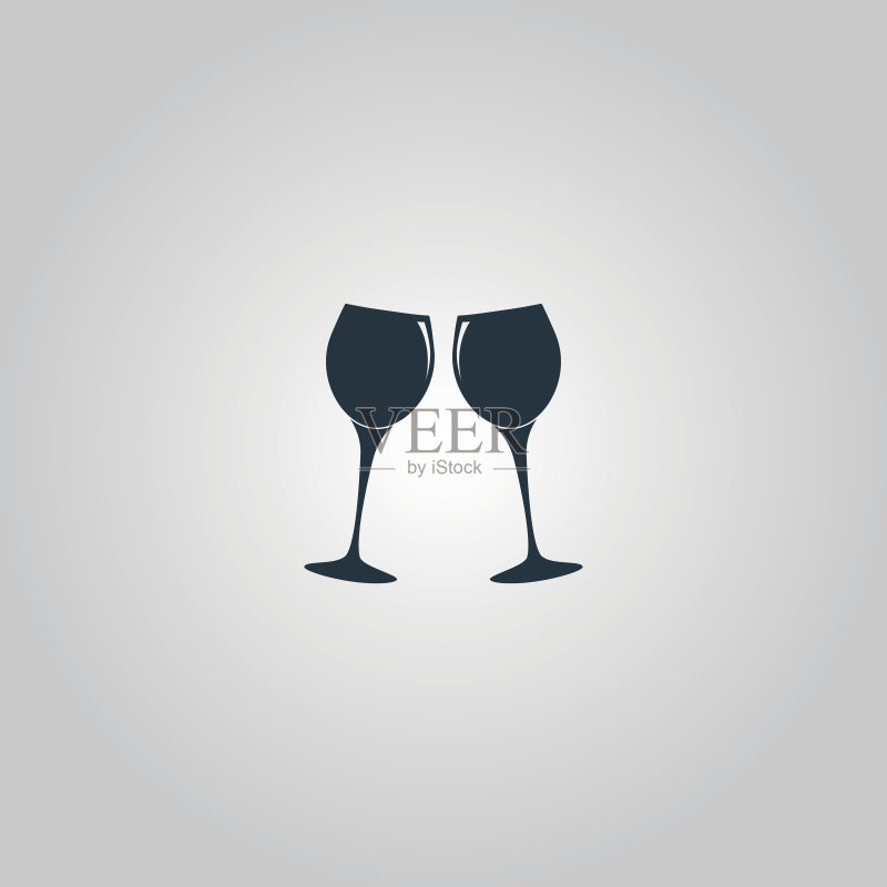 两杯葡萄酒或香槟矢量图标图标素材