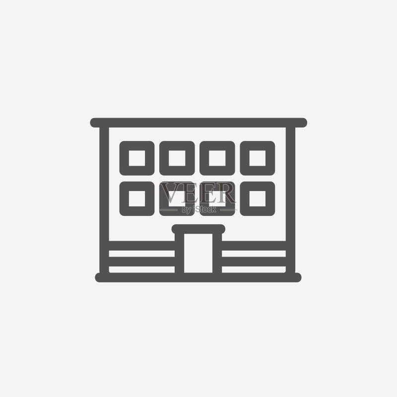 现代办公楼细线图标图标素材