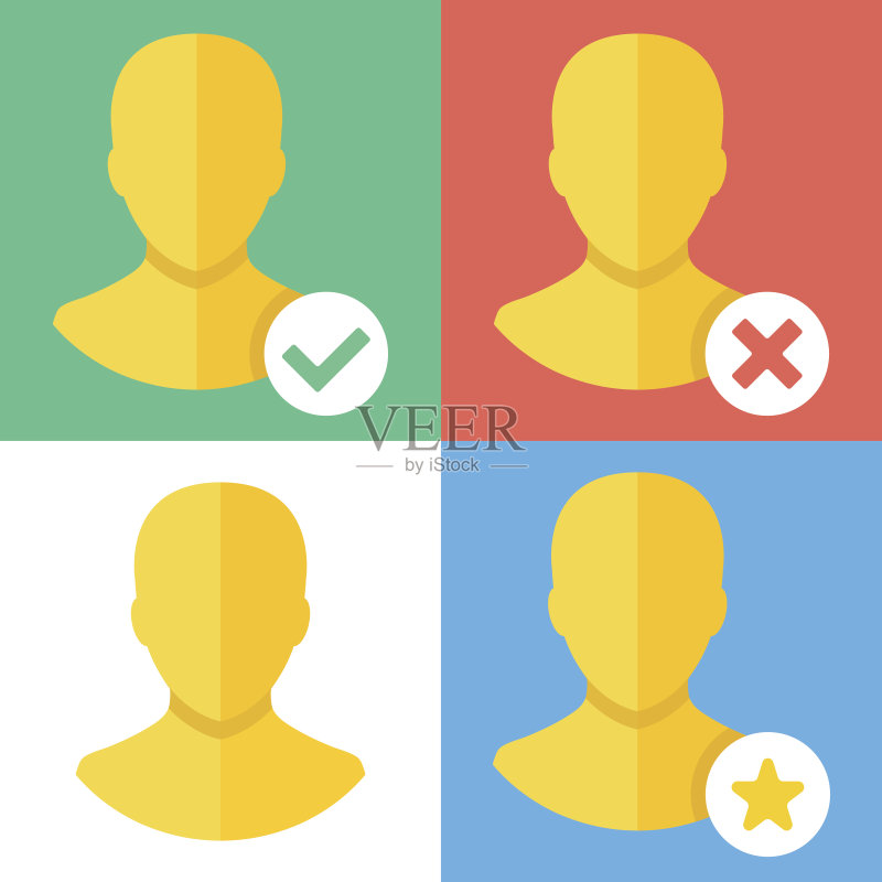 矢量人物头像图标集：扁平设计理念图标素材