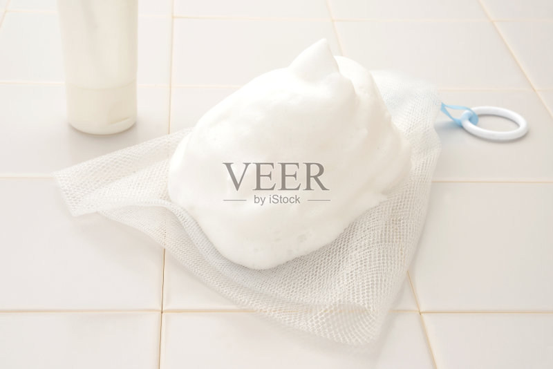 沐浴时间概念，洁面泡沫正版图片素材