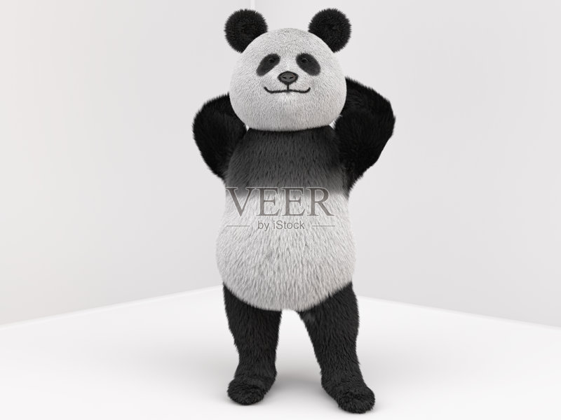 熊猫角色的皮毛站在两条腿上正版图片素材
