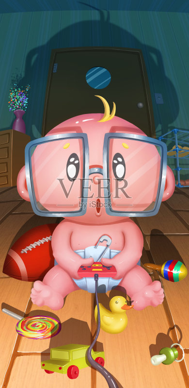 创意插画和创意艺术:Game Baby正版插画素材