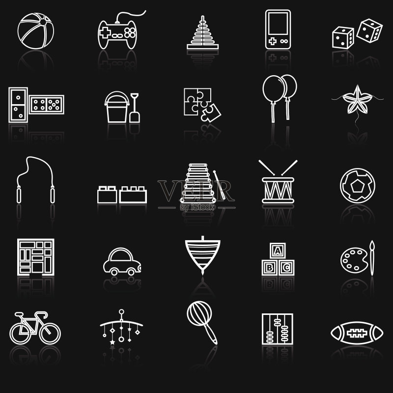 玩具线条图标白色背景反射图标素材