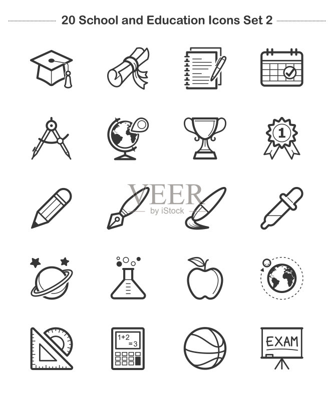 学校教育粗线条图标第2套图标素材
